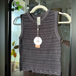 PQ Black Cable Knit Sweater Vest NEW W TAGS